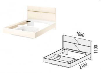 Кровать с изголовьем из ЛДСП Монако 903.01 Белый шпон/Даллайс Айвори