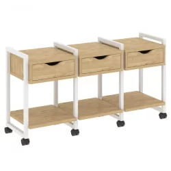 Тумба на колесных опорах наборная. Вариант №4 ЛОФТ ВР.Л-ТН-4.К Металл белый Тиквуд светлый / LOFT VR.L-TN-4.K