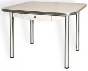 Стол обеденный Ломберный с ящ ХРОМ 1 кат. 4020 мат ЛДСП Белый