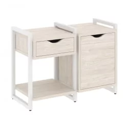 Тумба на регулируемых опорах наборная. Вариант №3 ЛОФТ ВР.Л-ТН-3.О Металл белый Денвер светлый / LOFT VR.L-TN-3.O