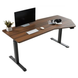 Стол компьютерный с электроприводом Еурека ЕРК-ЕДИ-ХТГ-СВ (Хептагон), орех / Eureka ERK-EDI-HTG-SW (Heptagon),