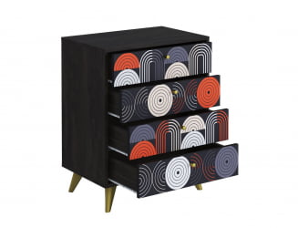 Комод Фьюжн КМ-001 АРТ  Угольный камень/ВИНИЛ / камень/VINIL