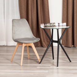 Стул ТУЛИП СОФТ (мод. 053В) дерево/пластик/вельвет, 49,5 кс 54,5 кс 84 см, Светло-серый (ХЛР 39)/натуральный / TULIP SOFT (mod. 053V) x x (HLR