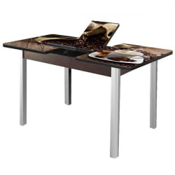 Стол раздвижной 1,35 Триумф, СТЕКЛО, опоры полуовал ХРОМ, Венге/Р012 / Венге/R012