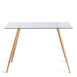 Стол СОПХИА (мод. 5003) металл/стекло (8мм), 110 х 80 х 75 см, бук/прозрачный / SOPHIA (mod.