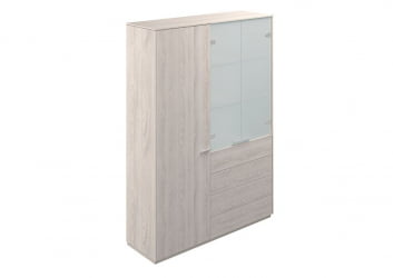 Шкаф высокий двойной с отделением для одежды Атлас НЗ-0303+НЗ-0312.ЙН.ЙН Ясень Наварра / Atlas NZ-0303+NZ-0312.YN.YN
