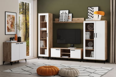 Шкаф комбинированный Марсель НМ 013.52 Меренга Дуб Крафт табачный