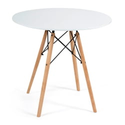 Круглый стол CИНДЙ НЕКСТ (мод. 70-80 МДФ) металл/мдф/бук, Д70х75см, белый/натуральный / CINDY NEXT (mod. MDF) D70х75см,