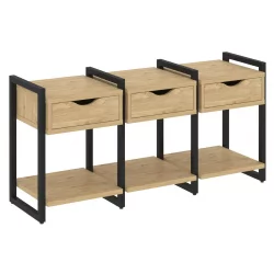 Тумба на регулируемых опорах наборная. Вариант №4 ЛОФТ ВР.Л-ТН-4.О Металл черный Тиквуд светлый / LOFT VR.L-TN-4.O