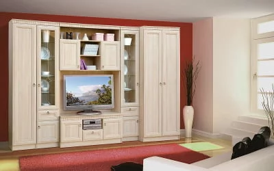 Распашной шкаф в гостиную 609  Денвер светлый