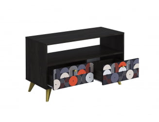 ТВ тумба ТМ-005 АРТ Угольный камень/ВИНИЛ / камень/VINIL