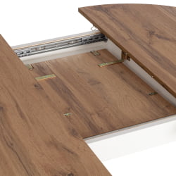 Раздвижной овальный стол СВЕЛТО ЛДСП, опора-массив березы, 105 х 105 (140) х 74.5 см, Дуб Вотан/белый / SVELTO