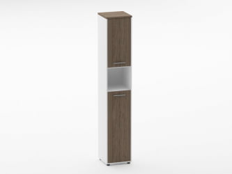 Шкаф 5 узкий закрытый, с нишей Дека 10.23.14Пр Дуб Верцаска/Белый / Deka