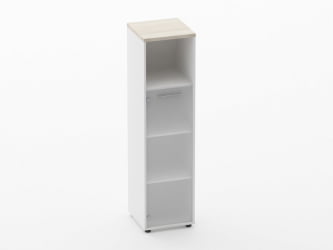 Шкаф 3 узкий 1 стеклянная дверь, с нишей Дека 10.16.16Л Дуб Сантана светлый/Белый / Deka