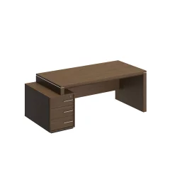 Стол руководителя левый на опорной тумбе малой ВЕЛАР ВЛ 146 ДТ Дуб табачный / VELAR