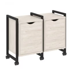 Тумба на колесных опорах наборная. Вариант №2 ЛОФТ ВР.Л-ТН-2.К Металл черный Денвер светлый / LOFT VR.L-TN-2.K