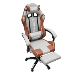 Геймерское кресло 907 КИНГКУЕЕН, замша, цвет светло-серый с массажем, арт 907-ЛГрей / KINGQUEEN, 907-LGrey