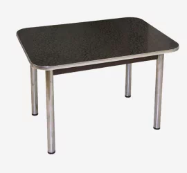 Стол обеденный Былина Черные цветы матовые/Хром