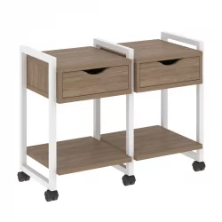 Тумба на колесных опорах наборная. Вариант №1 ЛОФТ ВР.Л-ТН-1.К Металл белый Дуб Аризона / LOFT VR.L-TN-1.K
