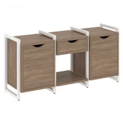 Тумба на регулируемых опорах наборная. Вариант №7 ЛОФТ ВР.Л-ТН-7.О Металл белый Дуб Аризона / LOFT VR.L-TN-7.O