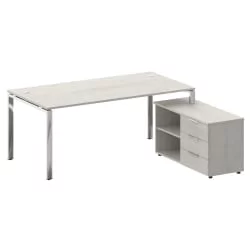 Стол рабочий руководителя с опорной тумбой левый МЕТАЛ СЙСТЕМ ДИРЕCТ БГ.СРТ-5.9 Пр Дуб Наварра / METAL SYSTEM DIRECT