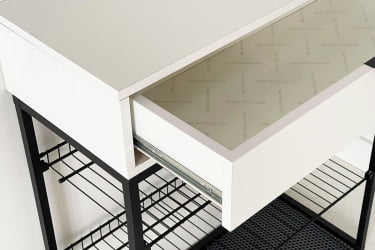 Тумба для обуви Краш ЛМН-13 черный муар/белое дерево / LMN-13