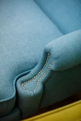 Диван с деревянными ножками Денди Голубой