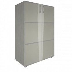 Шкаф книжный средний со стеклом без топа ЙАЛТА ЛТ-СТ 2.4 Снежная Патина / YALTA LT-ST