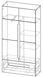 Шкаф двустворчатый с ящиками Палермо Юниор 07 Белый глянец Ясень шимо светлый Синий