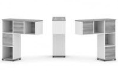 Надставка на стол низкая двухсторонняя + задняя стенка (5 шт.) CОНCЕПТ CН.ДНН-001 Дуб Винченцо Белый бриллиант Черный металл / CONCEPT CN.DNN-001