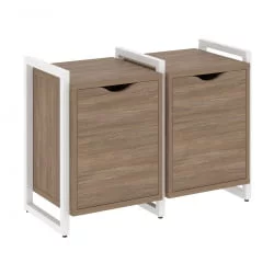 Тумба на регулируемых опорах наборная. Вариант №2 ЛОФТ ВР.Л-ТН-2.О Металл белый Дуб Аризона / LOFT VR.L-TN-2.O