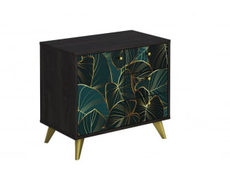 Комод Фьюжн КМ-002 АРТ Угольный камень/ТРОПИCАЛ / камень/TROPICAL