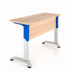 Парта двухместная Де Гласси Н (рост 3-5)  ЛДСП Серый/ Металл Серый+Синий