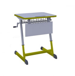 Парта одноместная НОМАД В 600х500 с ручной регулировкой высоты с антивандальной полиуретановой кромкой (рост 4-6) Оливковый/Серый / NOMAD V