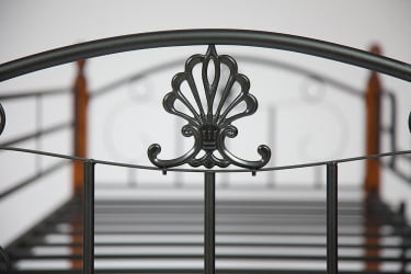 Кровать БОЛЕРО двухярусная дерево гевея/металл, 90*200 см (бунк бед), красный дуб/черный / BOLERO (bunk bed),