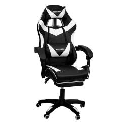 Геймерское кресло 088 цвет черный/белый с массажем 088-блаcк-вхите-масс / 088-black-white-mass