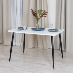 Обеденный стол ПЛУТО ЛДСП/металл, 120кс80кс77 см, Белый/Черный / PLUTO 120x80x77