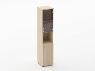 Шкаф высокий со стеклом и нишей Глассй 6.19.14Пр Дуб молочный / Glassy