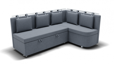 Кухонный диван Париж-2 без спального места угол левый/правый (ЗР) Цвет фасада: Серый; Тип: Левый/правый; Материал фасада: Металл/Велюр