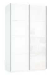 Шкаф-купе двухдверный Прайм 1200 ДСП/Белое стекло Белый снег