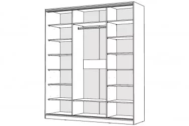 Белый шкаф-купе с зеркалом Виктория 1800х584х2300, Белый 18ДЗДЗ-ПППП-Б 310-563