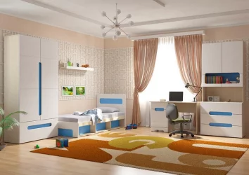 Стол Палермо-3 Юниор Белый глянец Ясень шимо светлый Синий