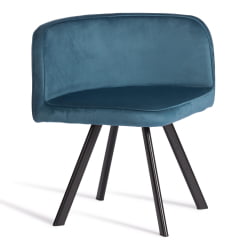 Комплект (стол, 4 стула) КУАДРОН (мод. ПТ14) Стол: МДФ/металл, стул: металл/велюр, 100х100х73 см, 69х56х71 см, Блуе (синий) ХЛР62/черный / QUADRON (mod. PT14) Blue HLR62/черный