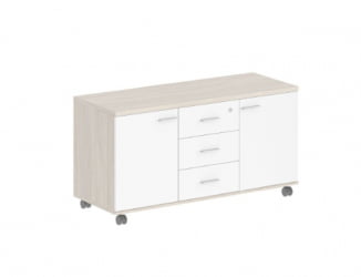 Тумба сервисная с 3-мя ящиками Сигма СГ.621.ОЛ.ВХ Дуб светлый Белый / Sigma SG.621.OL.WH