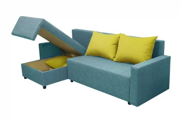 Угловой диван Шеррй (3 категория) с механизмом подъема оттоманки Балтик Азуре Эппл / Sherry