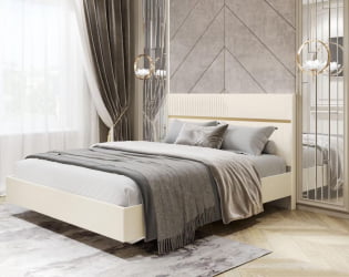 Кровать с изголовьем из ЛДСП Монако 903.01 Белый шпон/Даллайс Айвори