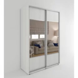 Шкаф с зеркалом Акцент-Дуэт Д 1600х600 Выбеленное дерево