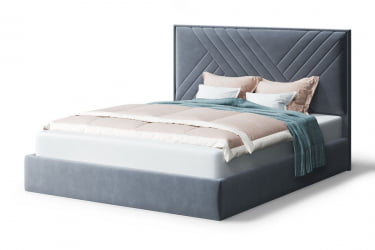 Кровать МИРА 2000*1400мм (без опор), велюр Бренди лайт 28 (серый), (б/основания, б/матраса)