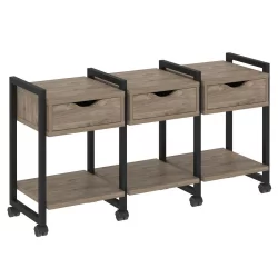 Тумба на колесных опорах наборная. Вариант №4 ЛОФТ ВР.Л-ТН-4.К Металл черный Тиквуд темный / LOFT VR.L-TN-4.K