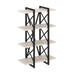 Стеллаж на регулируемых опорах - 4 полки ЛОФТ ВР.Л-МСТ.О-4.4В Металл черный Денвер светлый / LOFT VR.L-MST.O-4.4V